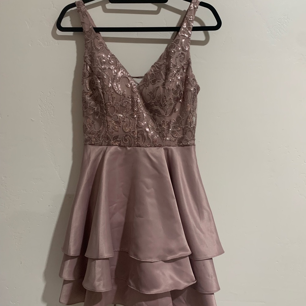 Purple sequen, lace back City Studio dress